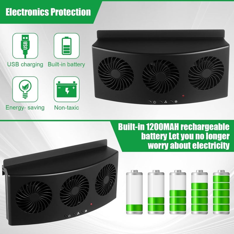 Tujoe 2 Pack USB Cable 3 Fans Car Exhaust Fan USB 3 Fans Car Window Air Vent Radiator Cooling Vent Exhaust for General Types(Black) - Image 4